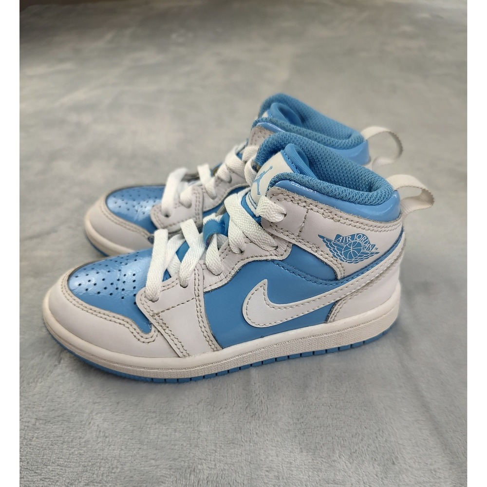 Nike Air Jordan 1 Mid Toddler Shoes Light Blue‎ White DC0731 114 Sz 11C